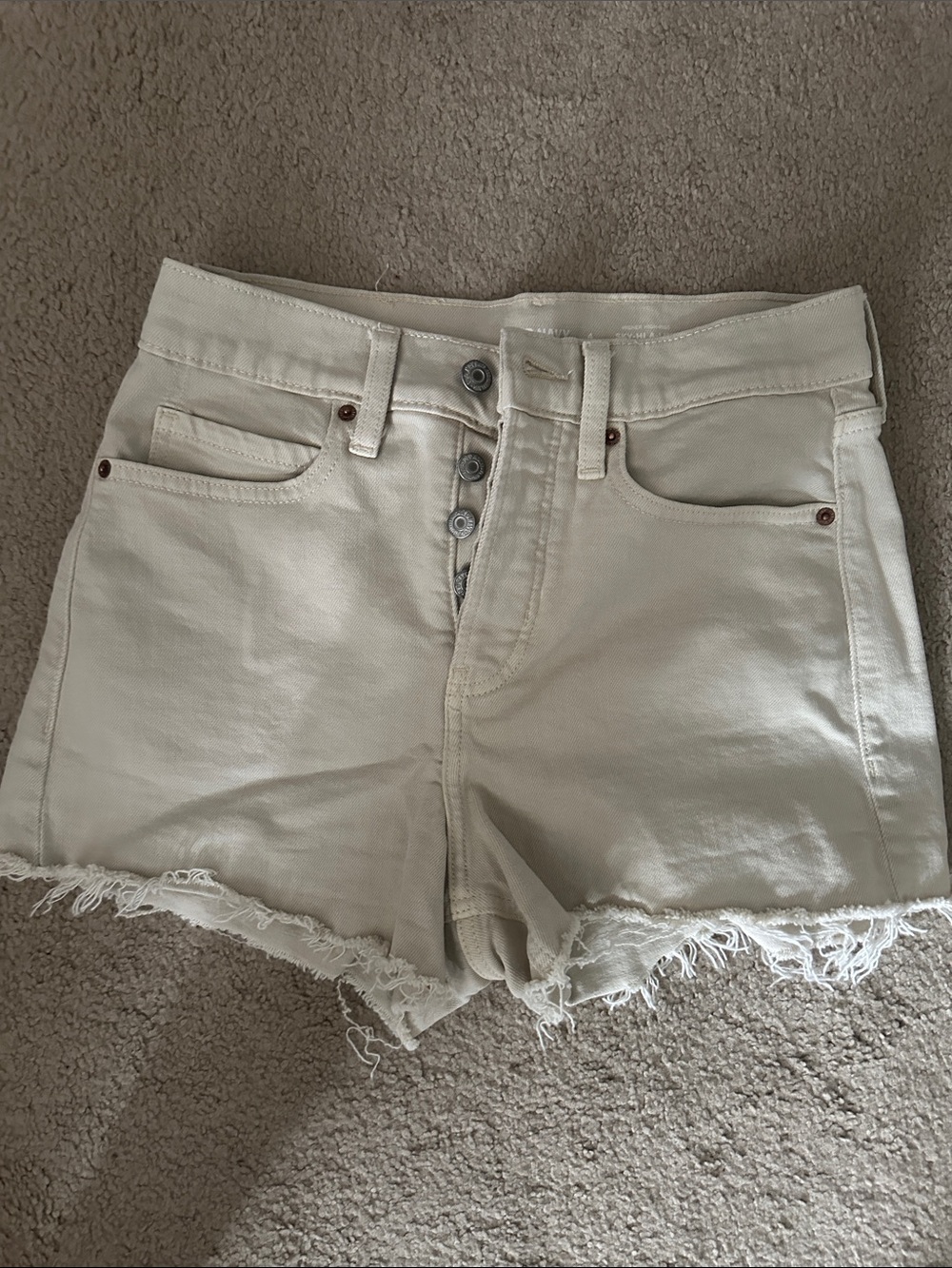 Old Navy Cream Frayed Hem Denim Shorts